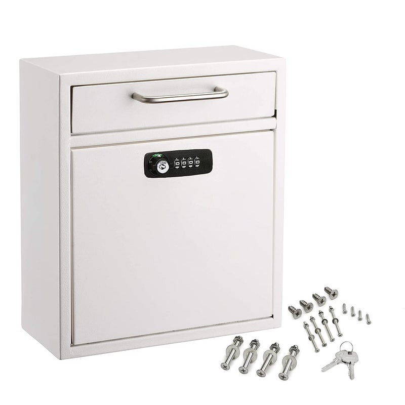 AdirOffice Ultimate Drop Box Wall-Mounted Mailbox - Hanging Secured Postbox - Durable Spacious Key or Combination Lock Box Perfect for After Hours Deposits Payments Key and Letter Drop - Image 1